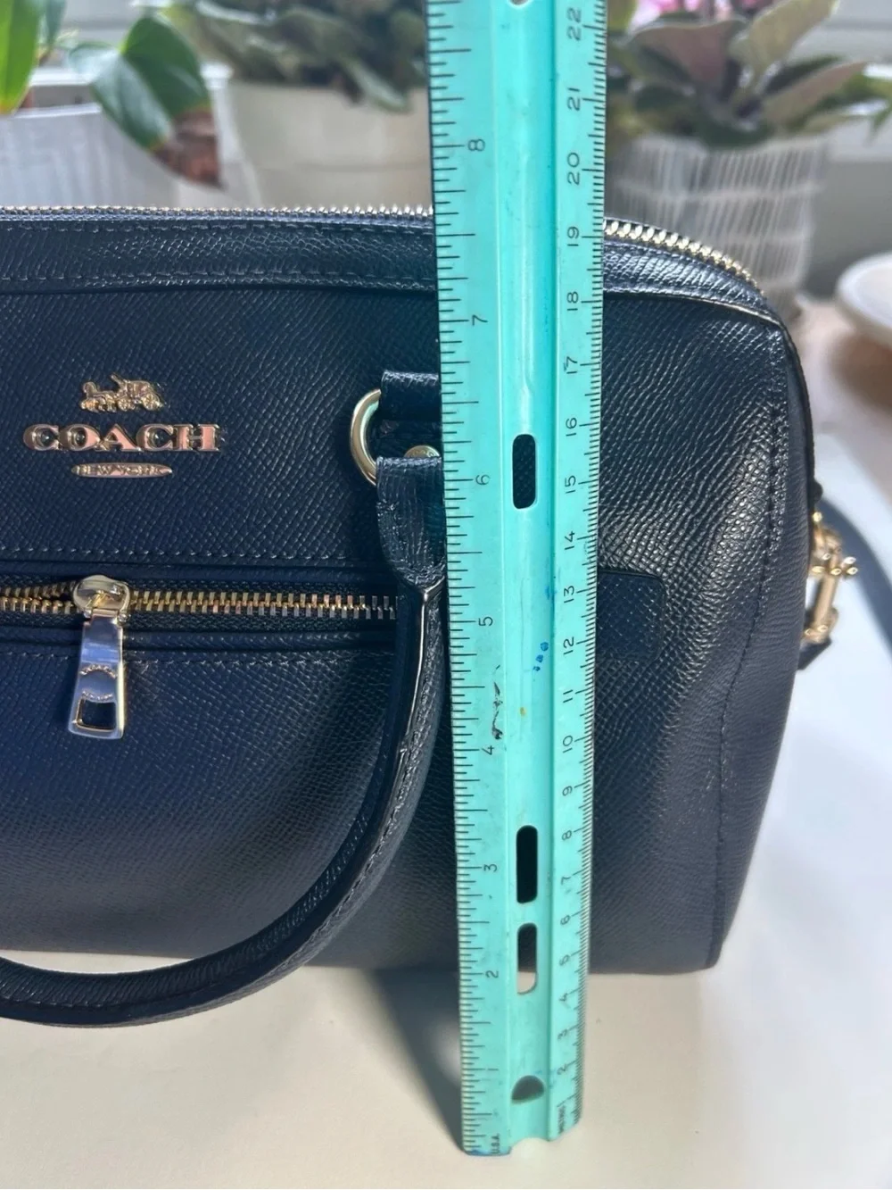 Coach Rowan Satchel in the color Midnight Blue (MSRP $398)